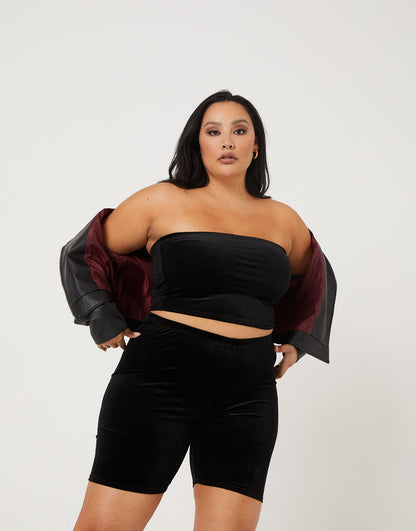 Plus Size Velvet Tube Top