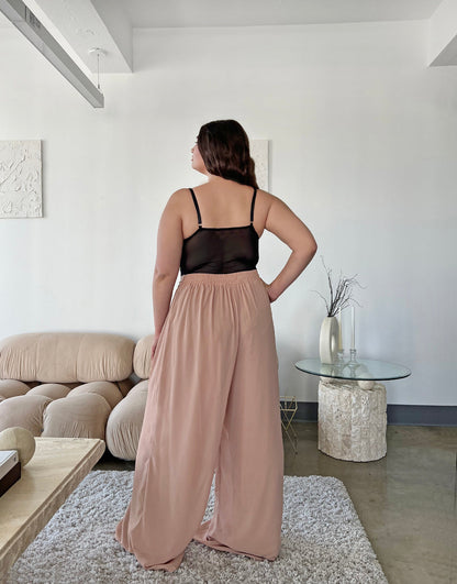 Plus Size Wide Leg Chiffon Pants