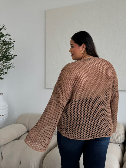 Plus Size Crochet Knit Top