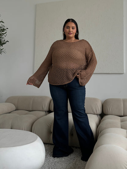 Plus Size Crochet Knit Top