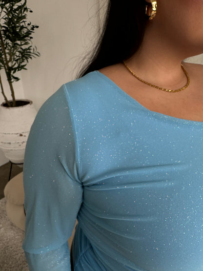 Plus Size One Shoulder Shimmer Top